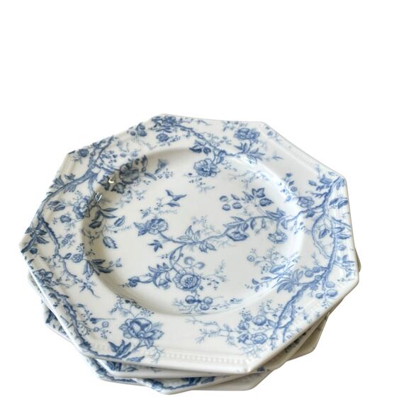 Grace Teaware Blue & White Floral Porcelain Salad Plates 7.5in Set of 4 NEW - Picture 5 of 11